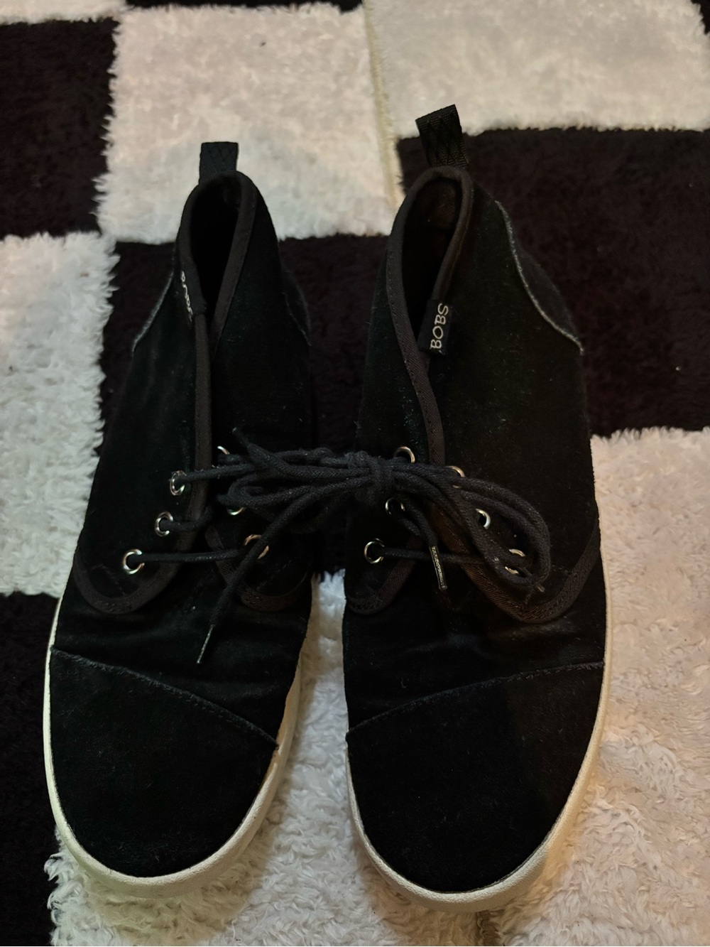 Black Suede-Look Lace-Up High-Top Sneakers